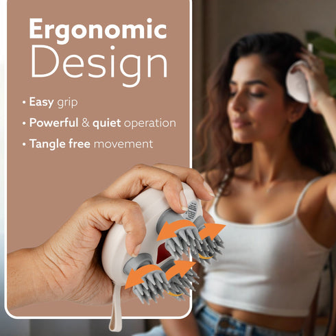 Regency Scalp Massager, Rechargeable Electric Head Kneading Massager, 3 Speed Modes, Handheld Portable Head Scratcher Massager for Hair Growth, Deep Clean & Stress Relax, White