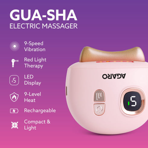 Electric Gua Sha Massager 1719 blends traditional skincare with modern tech. With 9 modes, red light therapy, sonic pulses, and heat therapy, it helps reduce acne, smooth wrinkles