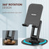 360° Revolving Mobile Stand, Foldable & Sturdy Metal Stand with 360° Rotation, Multiple Height & Angle Adjustments & Anti-Slip pads for Desk, Compatible with Smartphones, Tablets, Kindles & iPad