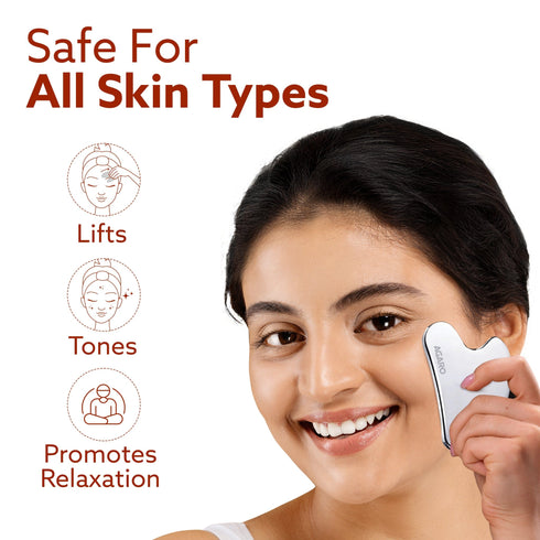 Premium Stainless Steel Gua Sha Tool – Facial Massager for Face, Neck & Eyes, Tightens Skin, Reduces Wrinkles & Relaxes Muscles, improve circulation, reduce puffiness, enhance skin elasticity