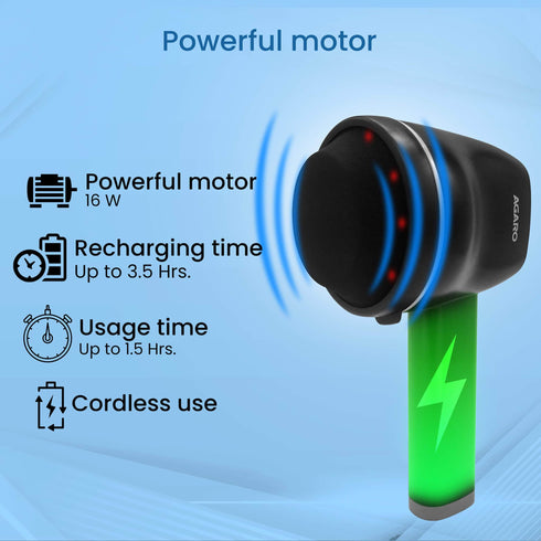 ALPHA RECHARGEABLE HANDHELD BODY MASSAGER features