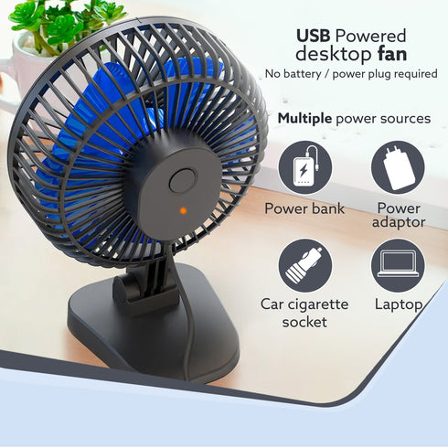 Breeze USB Desktop Fan, Personal Mini Fan for Home Office Bedroom, Study, Black