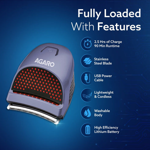 Hair Clipper 1717: Cordless, waterproof trimmer with curved blades and 4 combs (3, 6, 9, 12mm). Perfect for self-haircuts, grooming, and easy cleaning