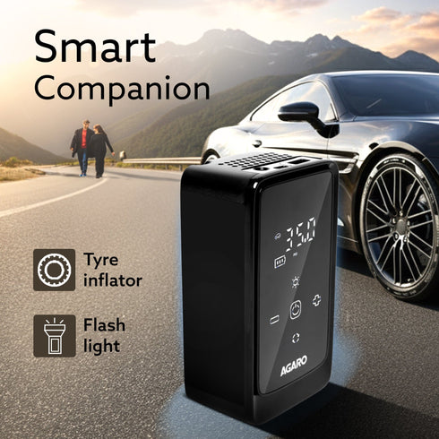 Atom Cordless Tyre Inflator, 150 PSI, 4500mAh Battery, Auto Shut-Off, Digital Display, LED Light, USB-C Charging, 12V DC Output, for Cars, Bikes, Balls & Inflatables