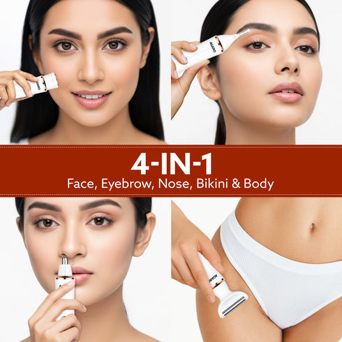 Female Multi Trimmer 3117 – Facial Hair Removal Machine, Bikini Trimmer, Eyebrow & Nose Hair Trimmer Painless body hair trimming. Type-C charging, up to 90 minutes runtime,White.