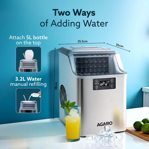 Galaxy Ice Maker, Compact Ice Maker, 3.2L water Tank, Cube ice, Stainless Steel Body