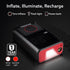Regal New Portable Tyre Inflator for Cars & Bikes, 18L/min of Airflow, Upto 150 PSI, 4000 mAh (2 * 2000) Batteries, LED Flash Light, Rechargeable Type C Port, Digital Display, Multiple Nozzles