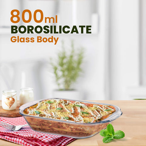 Elite Glass Baking Tray With Handle - 800ml