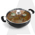 Elite Hard Anodised Kadhai With Glass Lid, 2.5L Capacity, 24 cm Diameter, Gas Oven Compatible, Riveted handle, 3mm thick plate, Cooking, Frying, Serving, Black