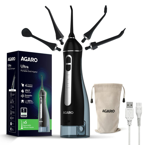 Ultra Dental Flosser for teeth, 5 Nozzles, Portable,Cordless & Rechargeable,4 Cleaning Modes,IPX7 Waterproof with 300ml Watertank, Flossing at Home & Travel,Oral Flosser,Oral Irrigator