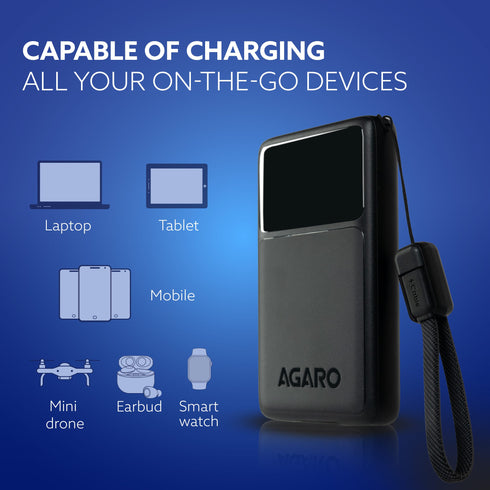 Ignite 10000 mAh Compact Power Bank, 45W Quick Charging for Smartphones