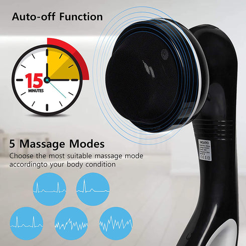 Relaxo Electric Handheld Full Body Massager with 8 Massage Heads, 5 Mode & 6 Speed Settings for Pain Relief & Relaxation