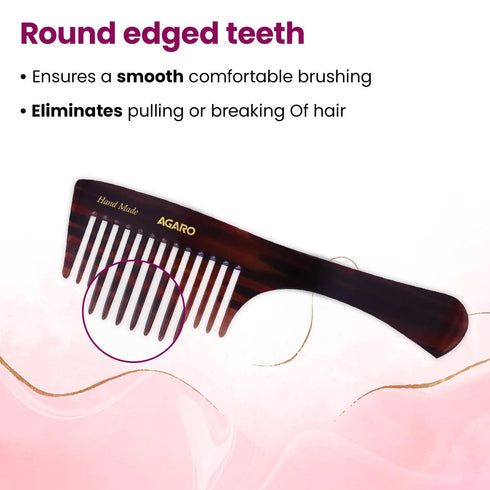 AGARO Hand Made Cellulose Acetate Comb HMC77, All Fine Tooth Dressing Comb, Smooth Rounded Teeth, Hair Styling, Hair Brushing, Hair Dressing, Brown