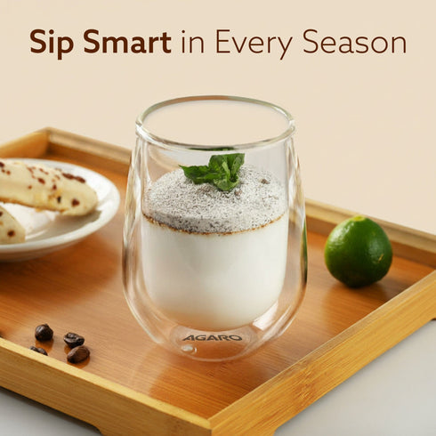 Elite Double Wall Glass 300ml, Pack of 2 | Premium Borosilicate, Heat Resistant, Microwave & Dishwasher Safe, Ideal for Coffee, Tea, Latte & Cold Beverages