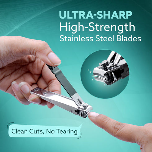 4-in-1 Nail Clipper Set – Manicure & Pedicure Kit with Fingernail & Toenail Clippers, Premium Glass Nail File, Ergonomic Non-Slip Grip, Travel Case for Men & Women (Dark Green)