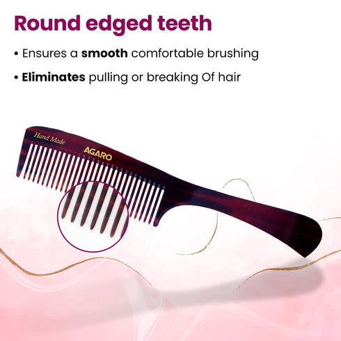 AGARO Hand Made Cellulose Acetate Comb HMC79, All Fine Tooth Dressing Comb, Smooth Rounded Teeth, Hair Styling, Hair Brushing, Hair Dressing, Brown