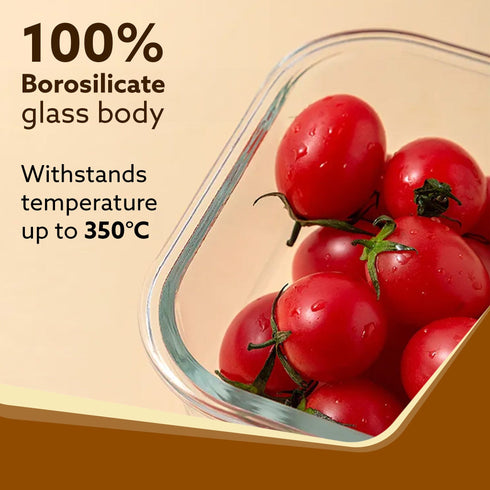 Elite Lunch Box, Set of 3 With Lunch Bag, Square Shaped, Borosilicate Glass, Leakproof & Airtight Locking Lids, Microwave & Freezer Safe, Office Lunch Box Set, Transparent, Set of 3 ƒ?? 320ml+320ml +320ml