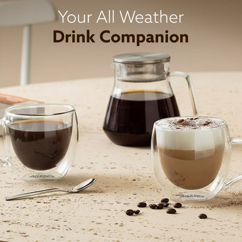 Elite Double Wall Glass Cups 250ml, Pack of 2 | Premium Borosilicate, Heat Resistant, Microwave & Dishwasher Safe, Ideal for Coffee, Tea, Latte & Cold Beverages