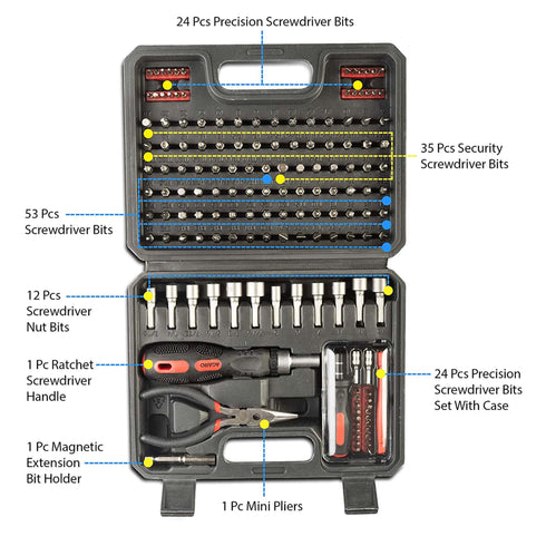 Screwdriver and Bit Set with Carry Box- 151 Pieces
