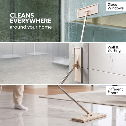 Flat Mop and Bucket Set | 360° Rotating Microfiber Flat Mop for Floor Cleaning | Hands-Free Squeeze & Wash Mop System with Bucket for Home Cleaning
