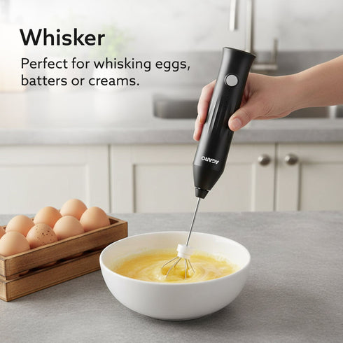 Regal Rechargeable Milk Frother, 3-Speed Handheld Electric Whisk with Stand, Portable Mixer for Coffee, Lattes, Hot Chocolates, Shakes & Eggs, Home & Office Use, Stainless Steel
