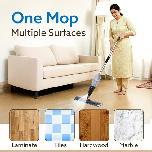 Delite Spray Mop for Dry and Wet Floor Cleaning with Washable Microfiber Pad - with 800ml Refillable Bottle for Wooden Floor, Hardwood, Marble, Laminate, Ceramic Tiles, and for Dust Cleaning