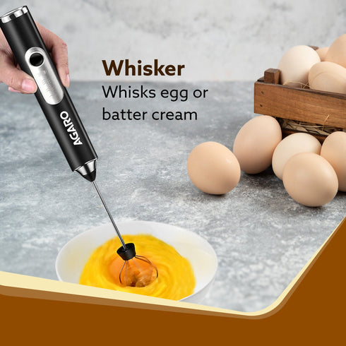 Royal Milk Frother, 3-Speed Electric Frother for Coffee with Whisk and Frother, Frother Mixer, Stand-up Design, for Cream (Whisk Milk frother), Rechargeable, Stainless Steel