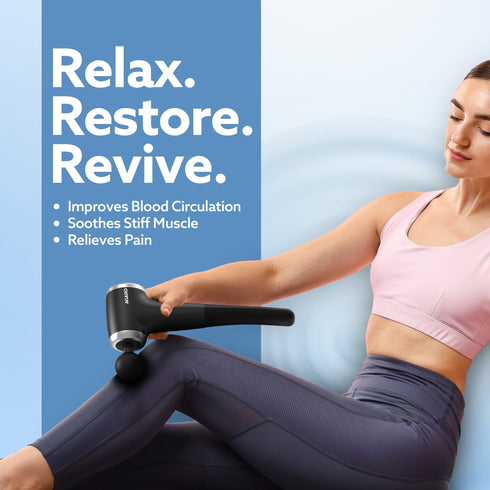 Regency Gun Massager, 4 Heads, 13 Speed, Rechargeable, Handheld, Percussion Muscle Massager for Full Body Pain Relief, Muscle Relaxation of Neck, Shoulder, Back, Foot for Men & Women, Black