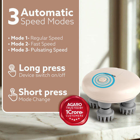 Regency Scalp Massager, Rechargeable Electric Head Kneading Massager, 3 Speed Modes, Handheld Portable Head Scratcher Massager for Hair Growth, Deep Clean & Stress Relax, White