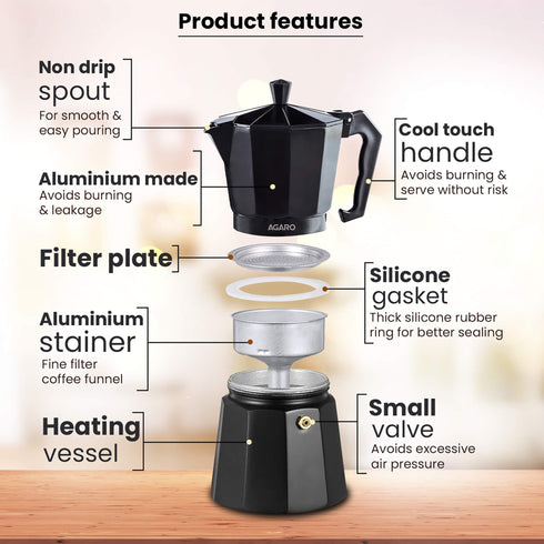 Classic Moka Pot - 240 ML - Black
