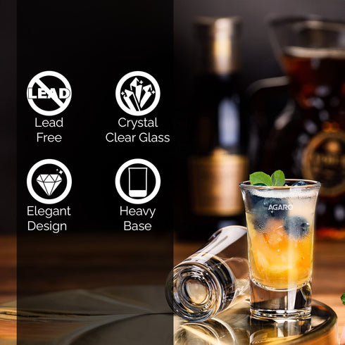 Elegant Shot Glass 45ml, Set of 6, Whisky Shot, Vodka Shot, Tequila Shot, Liquor Shot, Wine Tasting, Cocktail, Home, Bar