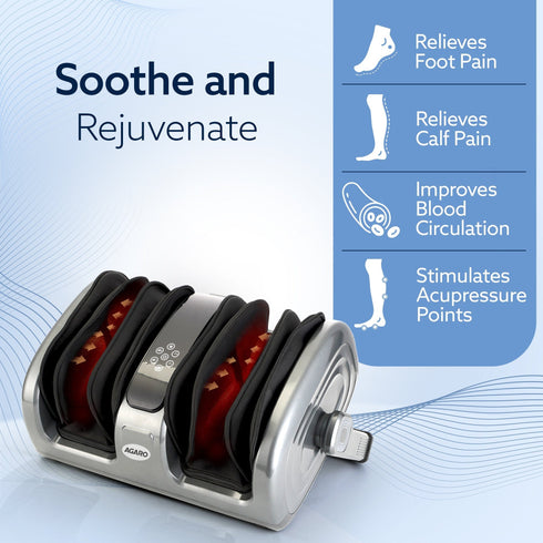 Elite Air Compress Foot Massager, Shiatsu Foot Massager, Kneading & Rolling Function, Lukewarm Heat, For Pain Relief, Muscle Relaxation & Improving Blood Circulation, Includes Remote Control