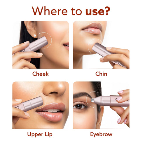 Facial Hair Remover |Eyebrow Trimmer FHR190 Rose Gold For Women, Rechargeable, Cordless, Safe & Painless Electric Shaver, Hypoallergenic Blade, Multipurpose Use For Upper Lip, Chin