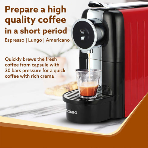Galaxy Espresso Coffee Maker Single Serve Coffee Maker, Powerful 20 Bar Pressure, 650ml Water Tank, Automatic Temperature Control, Custom Brewing Volume, Anti Drip, Metal Body, Red