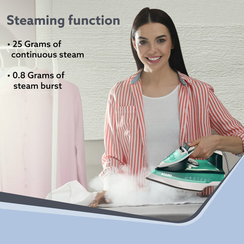 Galaxy Steam Iron, 2200W, Ceramic Coated Sole Plate, Sea Green