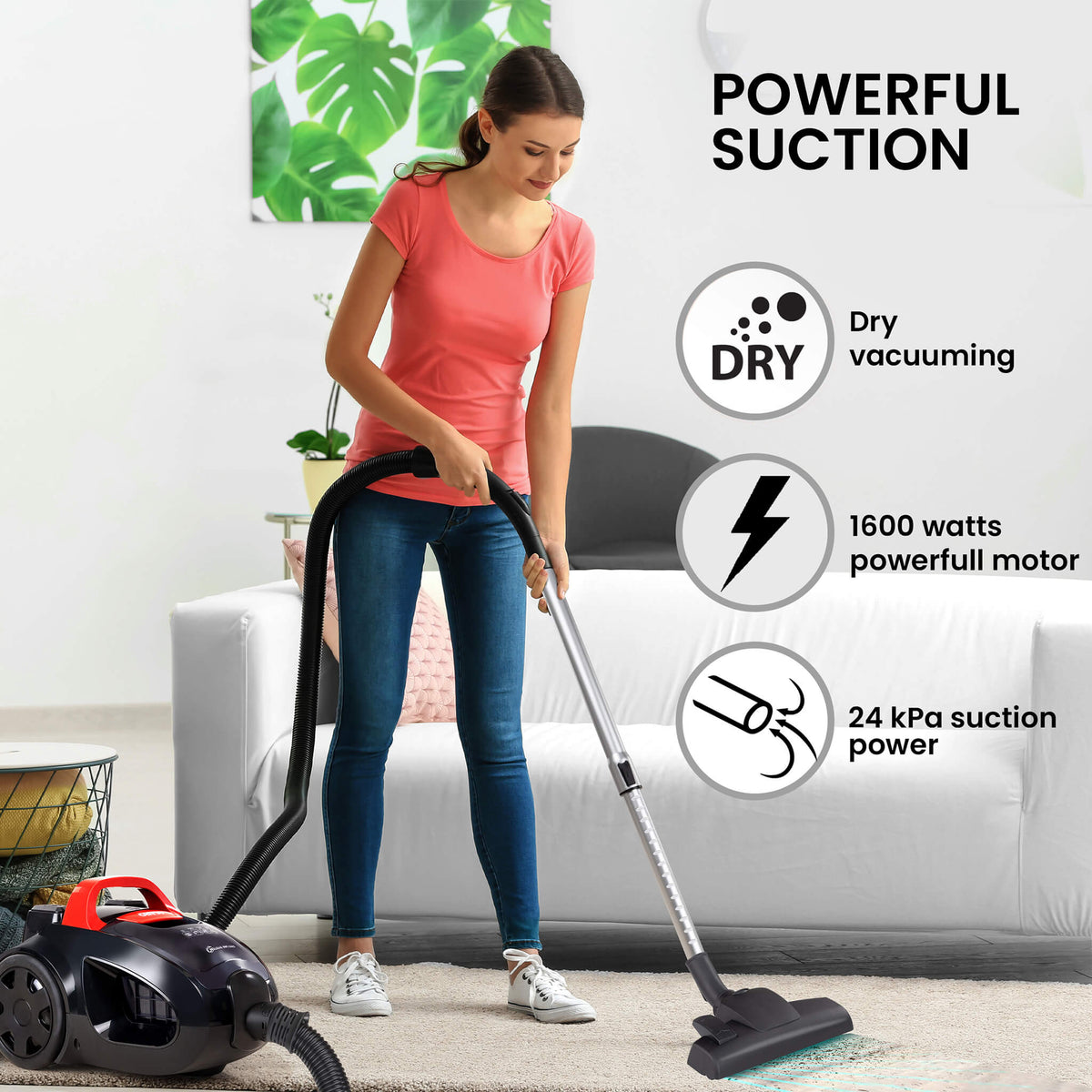 Agaro Icon Bagless Vacuum Cleaner 1600watts Cyclonic Suction System With Suction Controller 4719