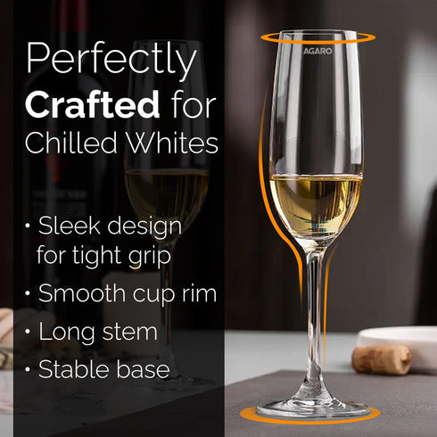 Elegant Wine Glass 195ml, Set of 6, Whisky, Vodka, Tequila, Liquor, Wine Tasting, Cocktail, Home, Bar