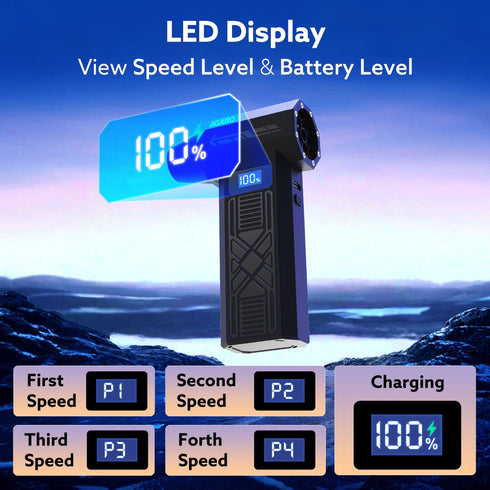 Electric Air Duster, Powerful 120000 RPM Cordless Mini Blower with 4-Speed Settings, Digital Display & 5200 mAh Battery | Dust Cleaner for Computer, Laptop, Keyboard, Car & Home Cleaning, AD1771