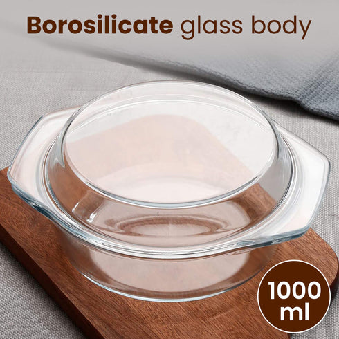 Elite Glass Casserole With Lid - 1000ml