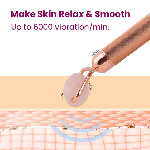 Rose Quartz Face Roller, Rose Gold