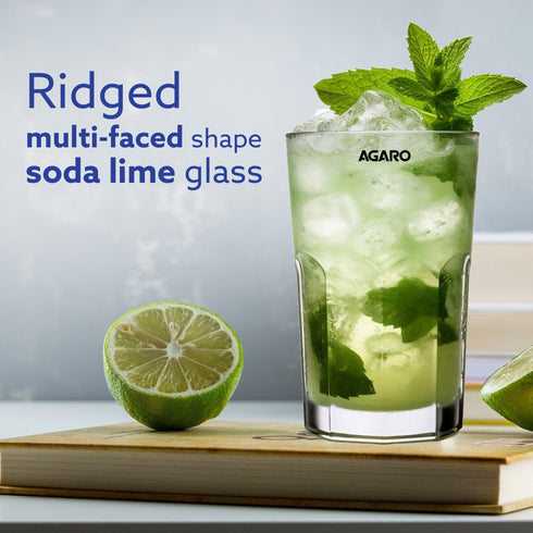 Elegant 410 ml Glasses Set of 6, Transparent Drinking Water Glass Set, Glass Tumbler for Water, Cold Drink, Juice, Dishwasher Safe, for Daily Use & Gifting