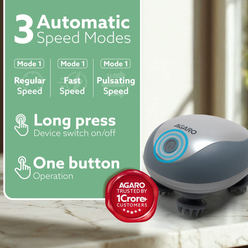 Scalp Massager, Rechargeable Electric Head Kneading Massager, 3 Speed Modes, Handheld Portable Head Scratcher Massager for Hair Growth, Deep Clean & Stress Relax, SM3675,White