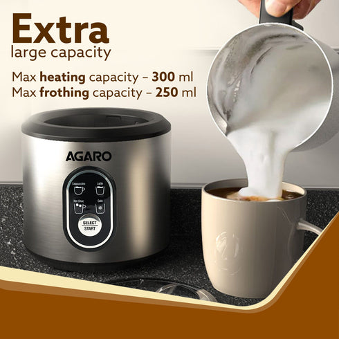 Regal Milk Frother for Coffee, 4 in 1 Electric Detachable Milk Frother and Heater | Made of Stainless Steel with Hot & Cold Foam Function for Latte, Cappuccino, Macchiato, Hot Chocolate