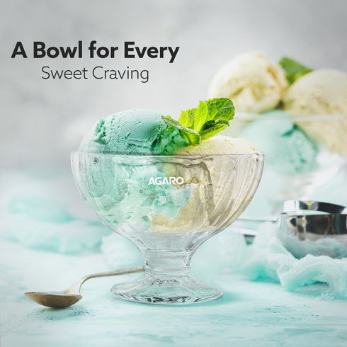 Glass Elegant Ice Cream Bowl 140ml Set of 6, Ice Cream Bowl, Dessert Cup for Sundae, Sweets, Snacks, Fruit, Pudding, Nuts Or Dip, Serving Bowls, Tableware Set, Transparent