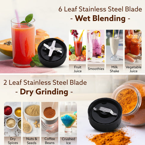 Marvel Nutri Blender, BPA Free 2 Tritan Jars, 1000W, 100% Copper Motor, 2 Speed Modes with Pulse, Detachable Base, Stainless Steel Blades, Blend, Mix, Grind, Smoothie, Juice Maker, Black