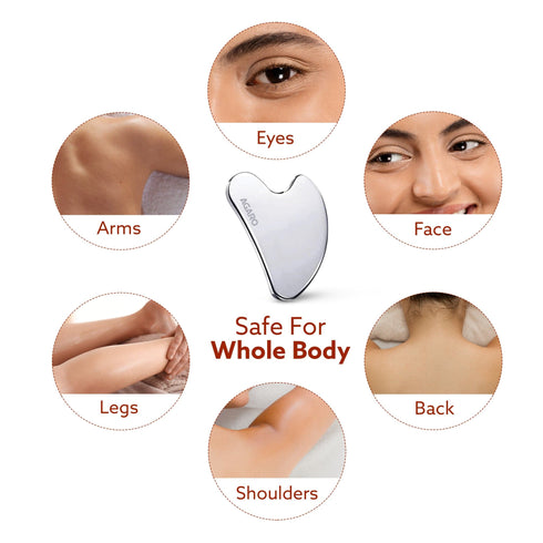 Premium Stainless Steel Gua Sha Tool – Facial Massager for Face, Neck & Eyes, Tightens Skin, Reduces Wrinkles & Relaxes Muscles, improve circulation, reduce puffiness, enhance skin elasticity