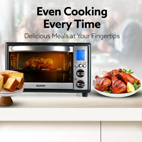 Imperial 30L Digital OTG, Convection Oven Toaster Griller with 9 Preset Cooking Modes, Motorized Rotisserie, Backlit LCD, for Baking, Grilling & Toasting, Silver