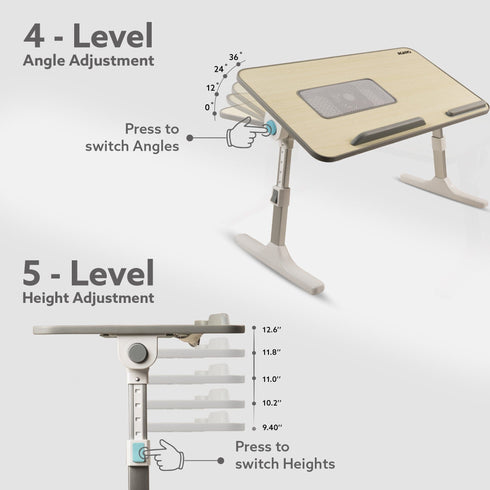 Laptop Table with 1800 RPM USB Cooling Fans