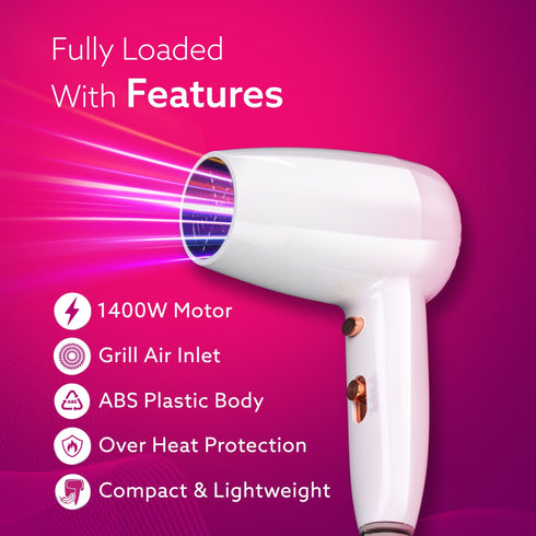 HD1417 Wall Mounted Hair Dryer 1400W, Electric Wall Mount Hair Dryer, Hotel, Bathroom, Household, Wall Hanging Dryer, White