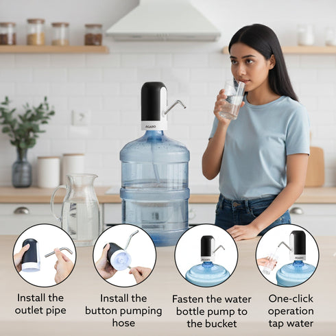 Delite Electric Water Dispenser Pump for 20 Litre Water Bottle | USB Charging, Portable Automatic Drinking Water Pump for Home, Office, Travel & Kitchen, Camping, Party